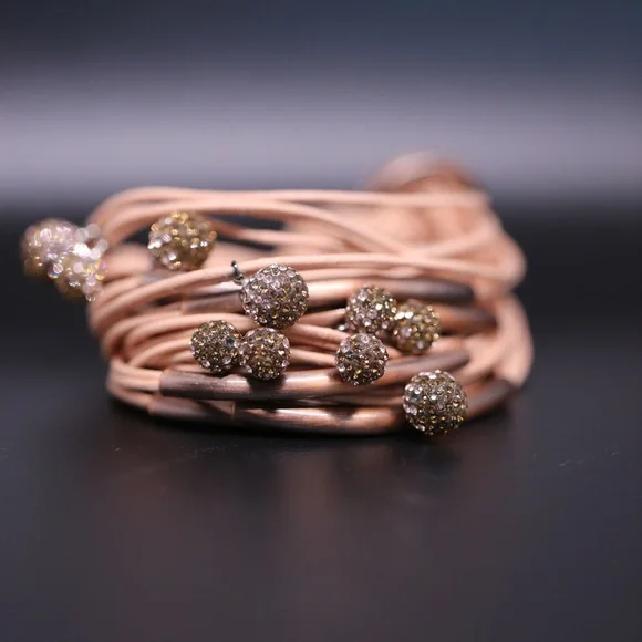 Gillian Julius Blush Copper Tubes Two - Tone Diamond Balls Bracelet